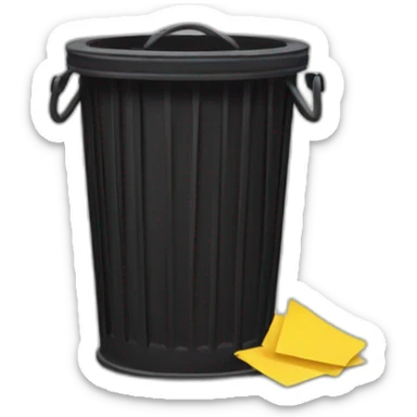 black mesh metal dustbin filled with yellow crumbled papers sticker