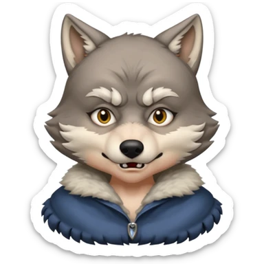 The big bad wolf is wearing Grandma's clothes, yet its face still looks like a wolf's. sticker