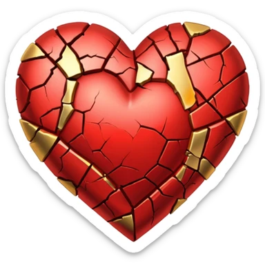Make a red heart with cracks in it. Make the cracks filled with gold sticker