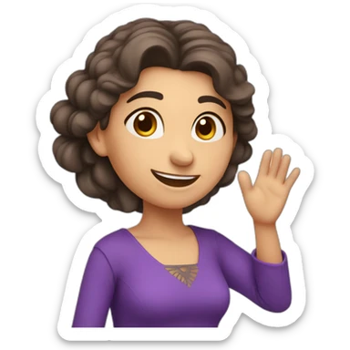 Armenian woman saying hello and giving five with happy face  in purple clothes  sticker