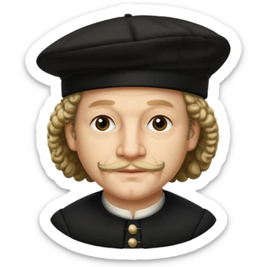 Rembrandt artist wear black berret hat sticker