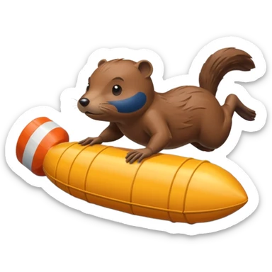 A focused beaver swimmer wearing a racing suit, diving past a floating buoy.


 sticker