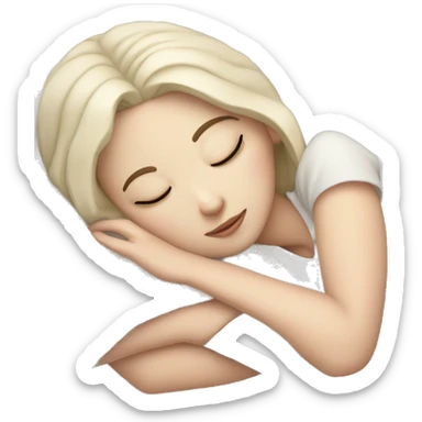 pale white girl dark hair sleeping in bed sticker