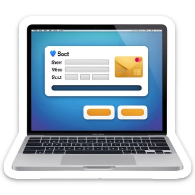 online store checkout on a macbook screen, no person only macbook sticker