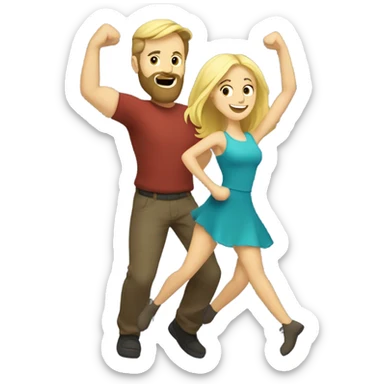 Caucasian man with beard dancing under disco ball with blond girl  sticker