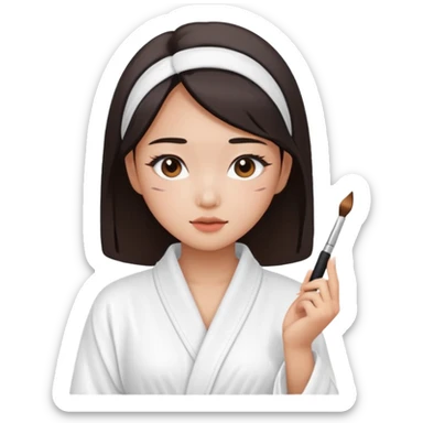 girl aesthetic emoji, asian beautiful make up white Bathrobe sticker