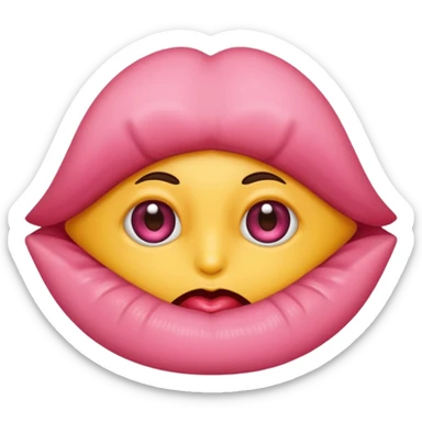 Je voudrais un emoji, yeux légèrement plissés, bouche qui fait une bise serrée avec des petits plis autour des lèvres sticker