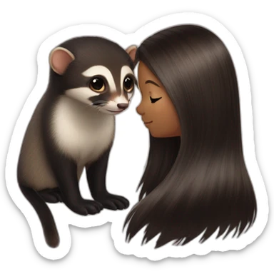 polecat with human girl hair sticker