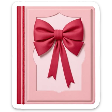 Junk journaling aesthetic book cover, tactile fabric textures, classic framing
Red yarn bow as focal point, soft shadows, calm pastel pink backdrop
Elegant, cozy, artistic, high-end print design sticker