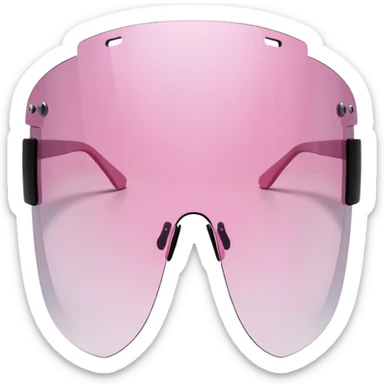 frameless pink tinted shield visor sunglasses, Y2K aesthetic, one-piece lens sticker