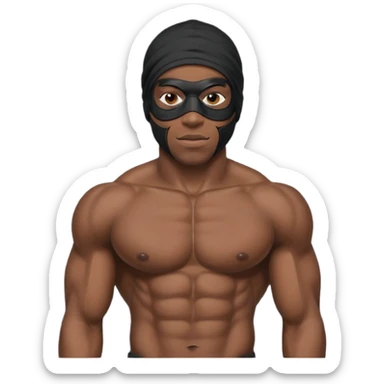 smug muscular african male black ski mask wearing guy with no top sticker