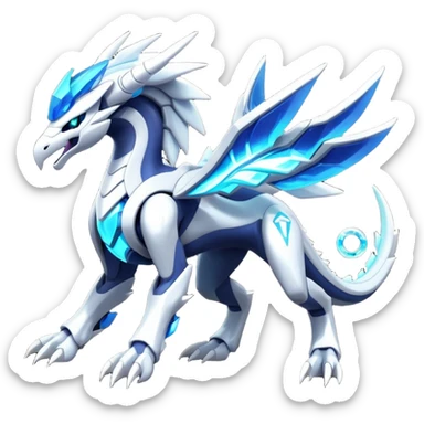 Futuristic Modern Epic Legendary Shiny Cyber-Suicune-Dialga-Reshiram-Creature, (full body) sticker