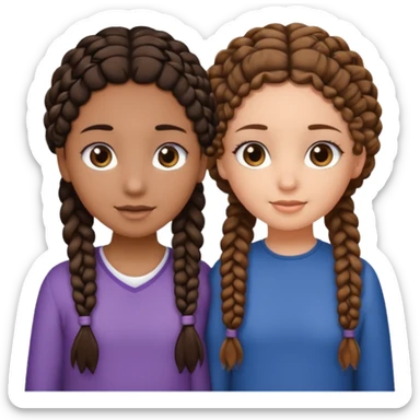 2 girl best friends. One is black with braids and brown eyes. One is white with curly brown hair with brown eyes. sticker
