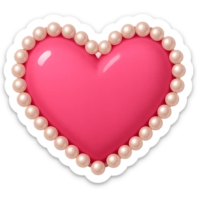Create a pink heart with pearls in the style of emoji, with no background. The image should have a clean and simple emoji look with pearl details around or on the heart. sticker