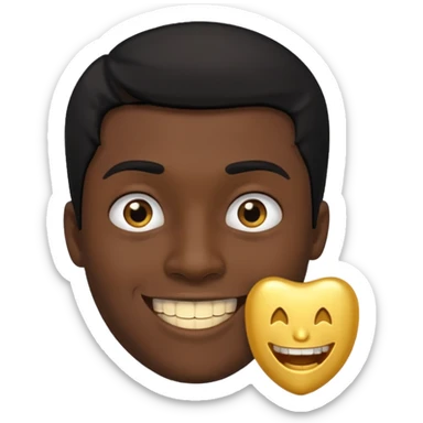 Isso agora faca esse emoji masculino com um cabelo preto baixo e um sorriso com um dente de ouro sticker