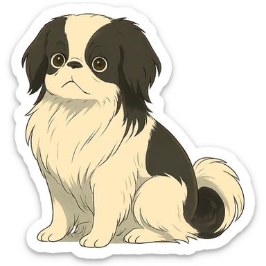ghibli style Japanese Chin dog sticker