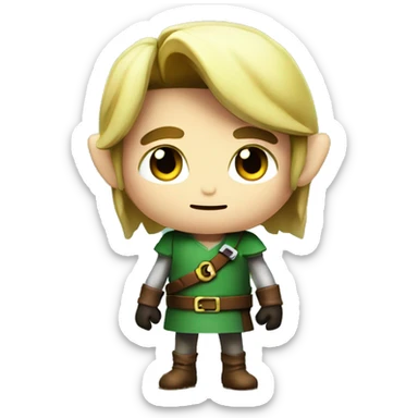 Make a futuristic character called link who is from 30 years in the future from The Legend of Zelda, give him a dark Gothic look sticker