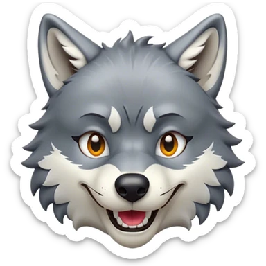 Cinematic Comical Wolf Portrait Emoji, Head tilted dramatically with an exaggeratedly amused expression, featuring a striking grey and white Fur with bold accents and wide, expressive eyes filled with playful disbelief, Simplified yet hilariously expressive features, highly detailed, glowing with a slightly sassy glow, high shine, dramatic yet playful, stylized with an air of cheeky wilderness mischief, bright and endearing, soft glowing outline, capturing the essence of a spirited and over-the-top wolf, so meme-worthy it feels like it could howl its way into internet fame instantly! sticker