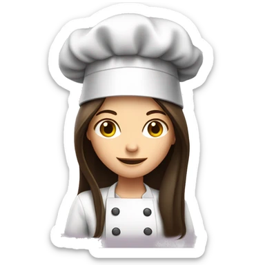 Brunette long straight hair girl in a cook hat cooks food  sticker