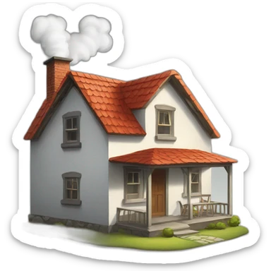 farmhouse with chimney with smoke coming out sticker