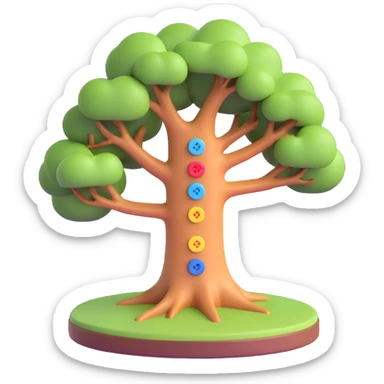 A tree with configurable settings and parameters depicted as interactive sliders and buttons sticker