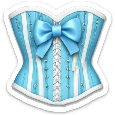 Baby blue corset with a white bow sticker