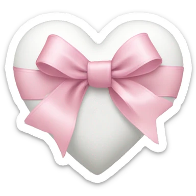 white heart with light pink ribbon bow sticker