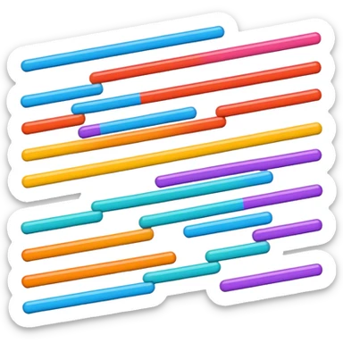 Horizontal multiple little bars merging into a bigger, survey style sticker