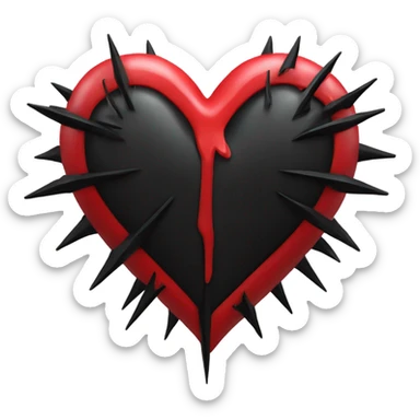 red Gothic heart with black rays sticker