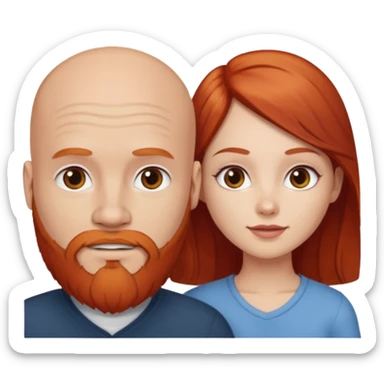 White bald man with red beard white girl with long brown hair  sticker