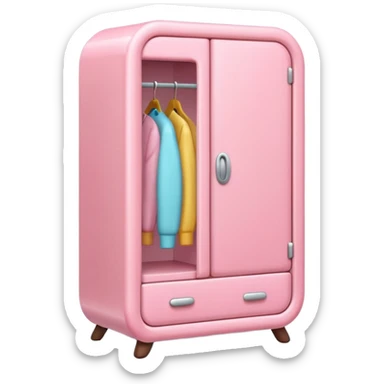 3D emoji-style wardrobe icon, cute, rounded, glossy, simple two-door design, soft shadows, clean background sticker