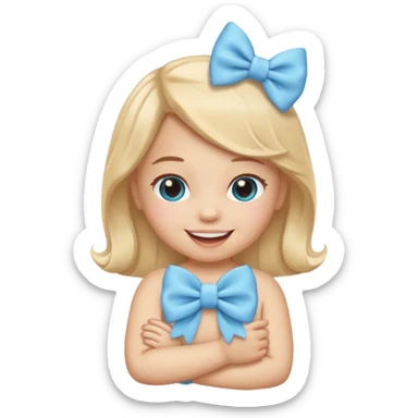 Mache einen coquette emoji ne babyblaue schleife sticker