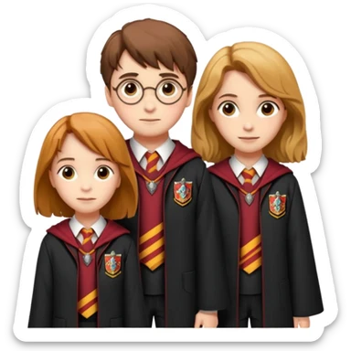 harry potter, ronald weasley and hermione granger in gryfinndor uniform sticker