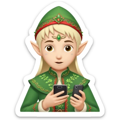 elf with russia custome dress and smartphone sticker