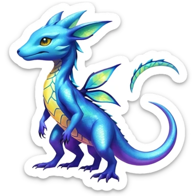 Anthropomorphic Shiny Iridescent Colorful Exotic Salandit-Aurorus-Glaceon-Fakémon-hybrid-creature (full body)  sticker
