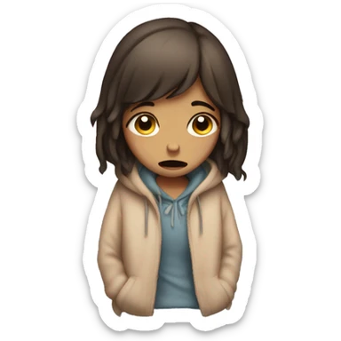 sad cozy girl crying full body  sticker