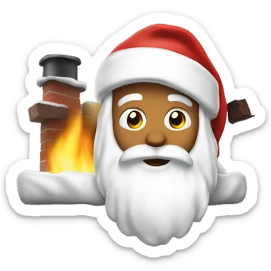 Santa coming down the chimney  sticker