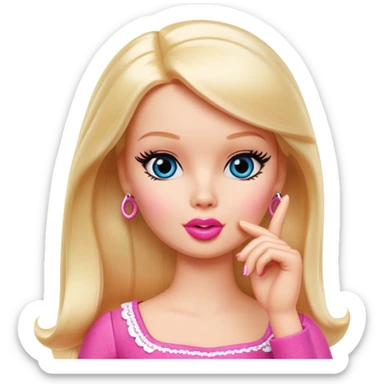 a barbie that shushes with her finger sticker