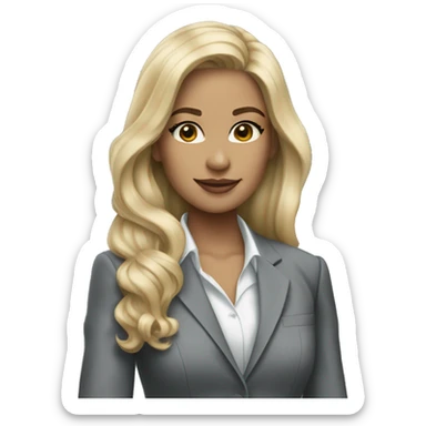 Blonde long hair Tiffany diamond seller in a grey suit sticker