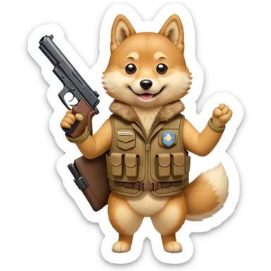 Doge with a gun sticker