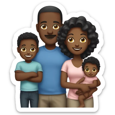 black family of 7 (2 babies, 2 young men, a married couple and a middle aged woman) sticker