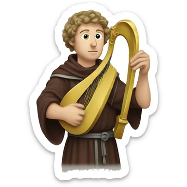 Petrarch holding a harp in his hand sticker