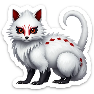 a shiny white with black belly and red eyes exotic edgy vernid-fionbri-creature full body sticker