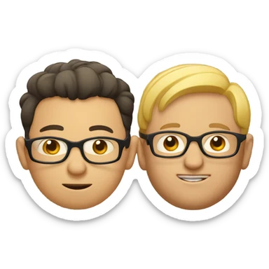 Little man with glasses, being smooshed by a big man in glasses sticker