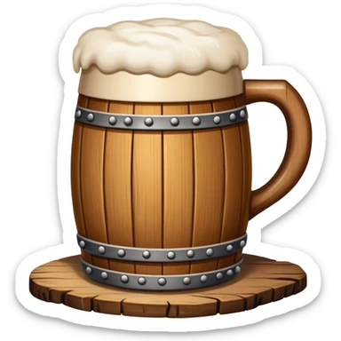 medieval tavern beer wood cup sticker