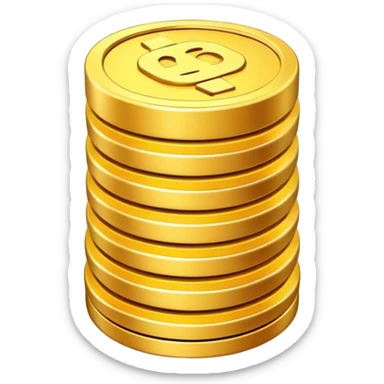 Clash of Clans aesthetic: Cinematic Playful Pixel 3D Coin Stack Portrait Emoji, rendered in a 3D vector-style similar to standard emojis with minimal shading and bold, simplified shapes. A compact, distinct form with signature details, softly glowing with a pixelated adventure charm. Simplified yet unmistakably iconic, highly detailed and consistent, glowing with a soft radiance and high shine. Stylized with a touch of classic pixel-art charm and a soft glowing outline, capturing the essence of a beloved gaming relic with a friendly, playful manner! sticker