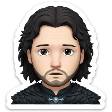 Jon Snow Sad from Games of throne character face only younger sticker