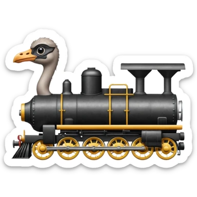 Give me a 0-5-0 locomotive and put an ostrich body and head on the steam engine of the train and put a toilet on top second train car  sticker