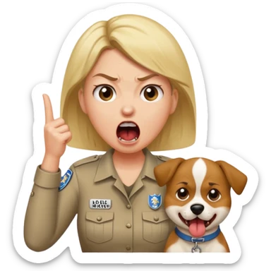 a karen mom yelling at somebody that wont take their dog out and is showing her badge but its fake sticker