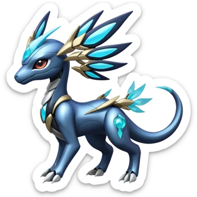 Futuristic Meloetta-Zekrom-Kyurem-Dialga-Suicune-Pteromon-hybrid sticker